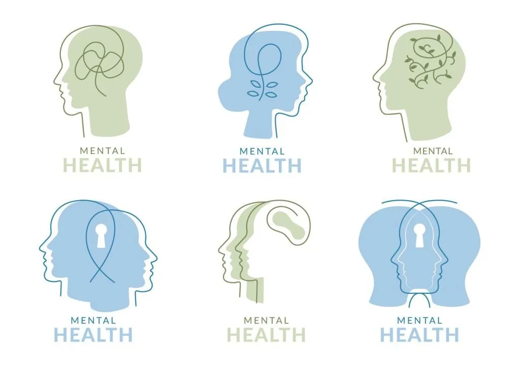 vector image of head with word mental health
