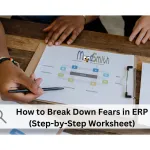 image of chart with words How to Break Down Fears in ERP (Step-by-Step Worksheet) and Moodsmith logo